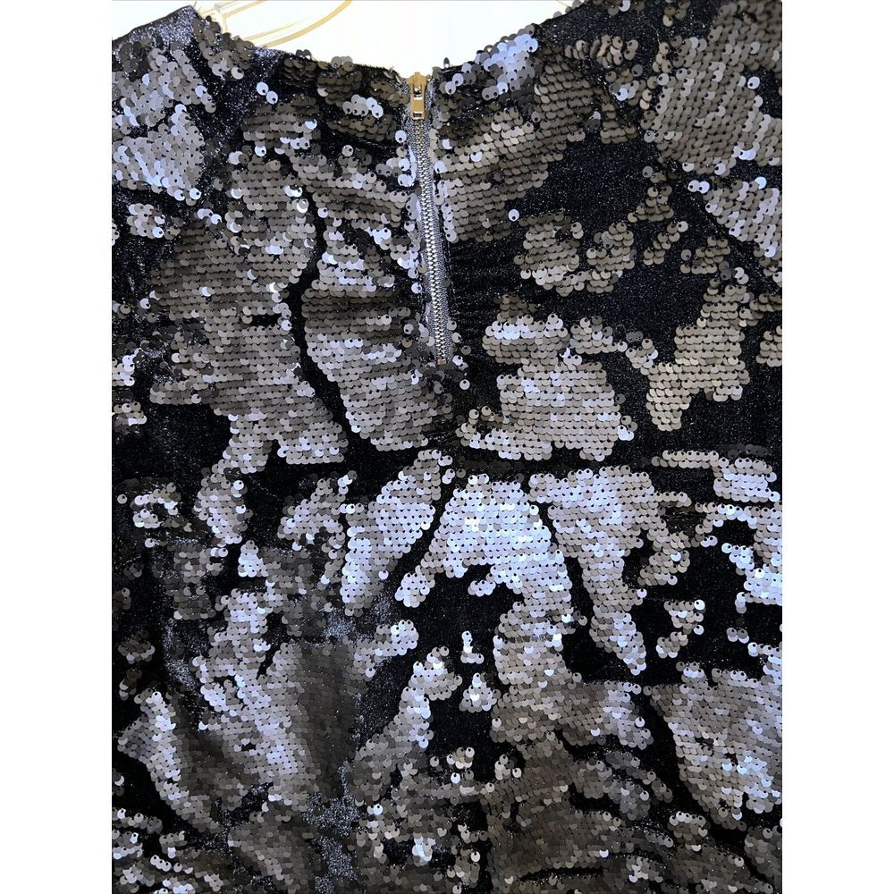 GIANNI BINI Black‎ Sequin Short sleeve blouse NWT - Picture 4 of 4
